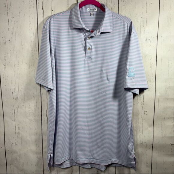 Peter Millar Summer Comfort Mens Stripes Polo Shirt Tiburon Naples Golf Relaxed - Picture 1 of 14